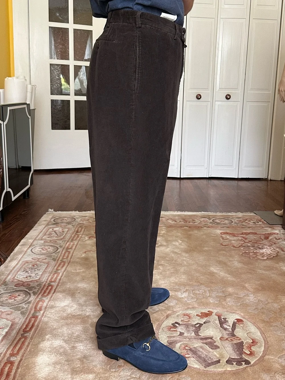 Ermenegildo Zegna Men's Brown Corduroy Trousers Pants Classic Straight Fit W36